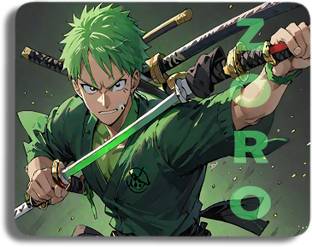 Inkaura Anime Printed Gaming Mouse Pad - One Piece Rorona Zoro Ideal For Gaming Non Slip Base Mousepad