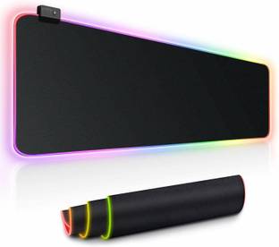 FKU Large RGB Gaming Mouse Pad 14 Modes Oversized Glowing Led Extended Mousepad, Anti-Slip Rubber Base and Waterproof Surface, Extra Large Soft Led Computer Keyboard Mouse Mat Non Slip Base Mousepad