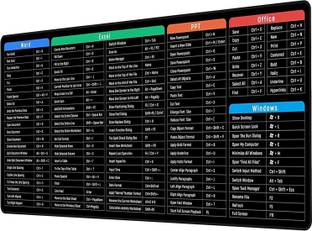 ECAPT English Shortcut Keys Deskpad Office Shortcut Keys Large Computer Mouse Mat Non Slip Base Mousepad