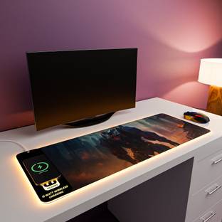 JCBL Accessories 2-IN-1 RGB Mouse Pad with 15W Wireless Charger For Office & Home Gaming Keyboard Non Slip Base Mousepad