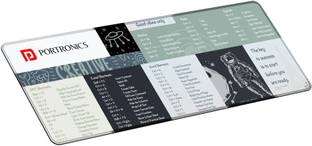 Portronics Comfipad 2 Extended Mouse Pad, Windows Shortcuts, Non-Slip Base, Stitched Edges Mousepad