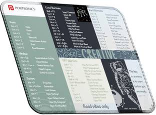 Portronics Comfipad 3 Mouse Pad, Windows Shortcuts Design, Non-Slip Base, Stitched Edges, Mousepad