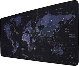 Inovera World Map Anti-Slip Desk Mat Rubber Stitched Mouse Pad Computer (Black, Medium) Mousepad