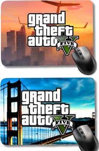 Nexix GTA V Theme Printed Mousepad, Gaming Mousepad (Pack Of 2) Non Slip Base Mousepad
