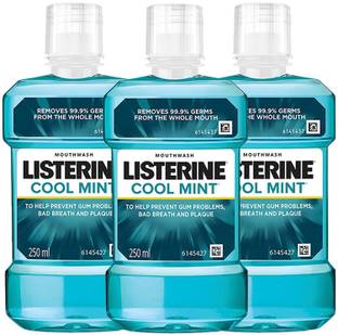 LISTERINE Cool Mint Mouthwash - (Pack of 3 - 250ml each) - Coolmint