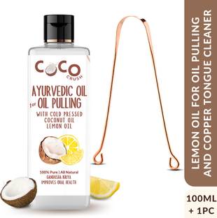 COCO CRUSH Ayurvedic Coconut Oil for Oil Pulling & Copper Tongue Cleaner | Cold-pressed - Coconut Oil, Lemon Oil