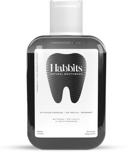 Habbits Natural Charcoal & Spearmint Mouthwash - Activated Charcoal, Tea trea oil & Spearmint