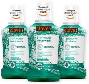 Clove Ultimate Antibacterial Mouthwash Kills 99.0% Germs & Prevents Bad Breath - Cool Mint