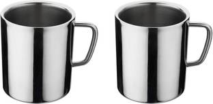 Hapus Stainless Steel Double Wall Tea, Coffee, Set of 2 (Soaber), 325ML Stainless Steel Coffee Mug