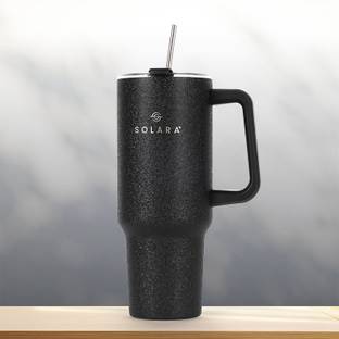 Solara Elixir Insulated with Lid and Straw, Hot & Cold, Office,Gym,Travel,Black Knight Stainless Steel Tumbler