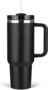 YKT Tumbler with Handle and Straw Lid 1200 ml Bottle (Pack of 1,black, Steel) Stainless Steel Tumbler