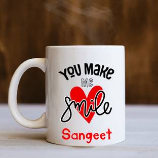 badri creations You Make Me Smile Sangeet White Ceramic Coffee Mug