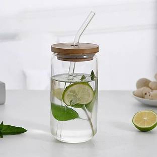 the anuja Mason Jar Cups with Lids and Straws Reusable Wide Mouth Glass Mason Jar
