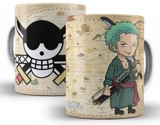 craft maniacs PIRATE ZORO ART ATTACK WHITE MUG FOR ONE PIECE LOVERS Ceramic Coffee Mug