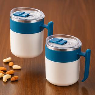 Culinary Crafts Snoopy Coffee with Sipper Lid Blue Stainless Steel Coffee Mug