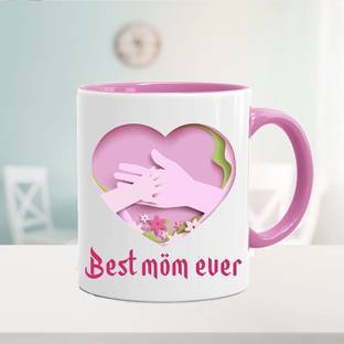 GIFT JAIPUR Best Mom Ever Pink Handle Birthday Mothers day Coffee Cup for maa mom mummy Ceramic Coffee Mug