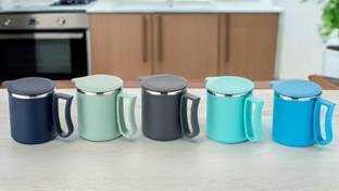 kkart Plastic Steel Milk-Tea-Coffee Coffee Multicolor set 5 Plastic Coffee Mug