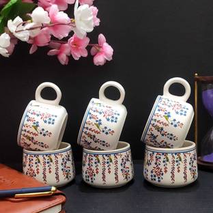 AAV WORLD Tota Maina White Tea Cup Set Ceramic Coffee Mug