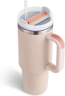 KIZJORYA Tumbler with Straw Insulated Tumbler with Lid Hot & Cold with Handle Cup Steel Stainless Steel, Plastic Tumbler