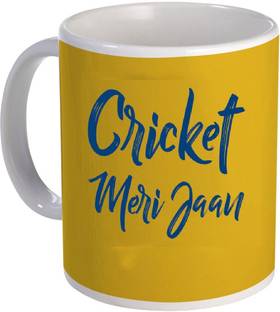 COLOR YARD happy Cricket Meri Jaan Mumbai Indians slogan design on Ceramic Coffee Mug