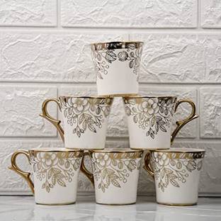 Femora Gold Floral Buds Leaves Teas Ceramic Coffee Mug