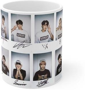 craft maniacs STRAY KIDS POLAROID ART PRINTED 330 ML WHITE MUG FOR STRAY KIDS GANG Ceramic Coffee Mug