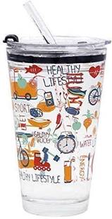 Riddhi Imperial Cartoon Random Printed Glass Tumbler 400 ml Drinking Glass Measuring Glass Tumbler