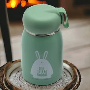 Coozico Rabbit Print Glass Water Bottle with Food grade Silicone Plastic Glass Coffee Mug
