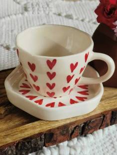OriginalCeramics Exclusive Red Heart Printed with Saucer Ceramic Coffee Mug