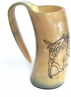 InsTook Handcrafted Natural Viking Tankard- Authentic Viking Drinking Horn Tankard for Beer Game of Thrones [500-750ML Capacity May Vary] Wood Beer Mug
