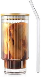 GOOD TO GREAT CREATION Drinking Glasses Tumbler Set of 1 with Bamboo Lids and Straws Glass Tumbler