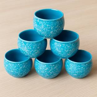 Hoshita Bone China Blue Dot Kuliya Premium Tableware Tea/Coffee Cup Set of 6 Ceramic Coffee Mug