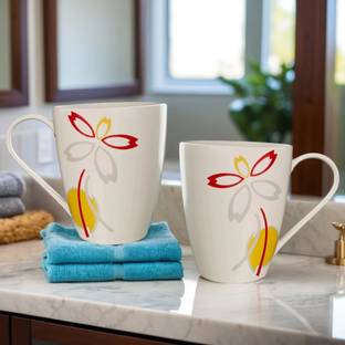 U.P.C. Print Series Fine Bone China Ceramics 300ml (Pack of 2) Ceramic Coffee Mug