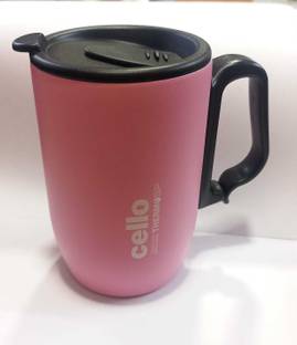 cello DURO COFFEE STYLE DUOBLE WALLED STAINLESS STEEL MUG PINK Stainless Steel Coffee Mug