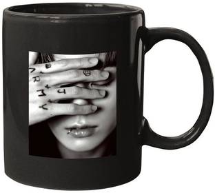 craft maniacs JUNGKOOK TATTOO ART 330 ML BLACK COFFEE MUG FOR BTS ARMY Porcelain Coffee Mug