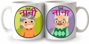 Clapcart Best Nani & Best Nana Couple Combo Printed Coffee / Ceramic (Set Of 2) Ceramic Coffee Mug