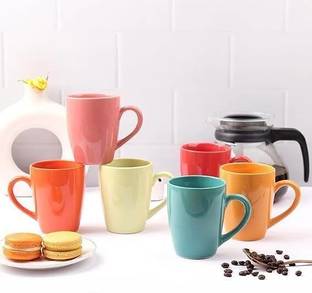 Anwaliya Ceramic Coffee Set of Handcrafted Design Tea Cups, Stackable Ceramic Coffee Mug