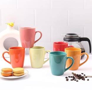 Anwaliya Ceramic Coffee Set of Handcrafted Design Tea Cups, Stackable Ceramic Coffee Mug