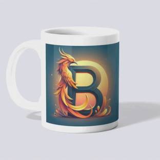 A1kart Majestic Phoenix Feather 'B' Monogram - Unique Home Decor Ceramic Coffee Mug