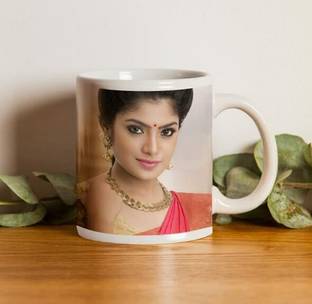 Giftspedia Photo & Text Printed Cup For Birthday , Anniversary Gift White mug + Keychain 53 Ceramic Coffee Mug