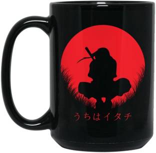 craft maniacs ITACHI UCHIHA POLE ON PRINTED 330 ML BLACK MUG FOR ITACHI LOVERS Porcelain Coffee Mug