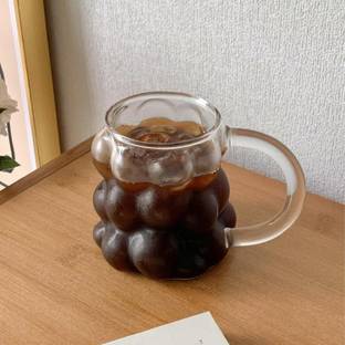 rutu Grape Shape Drinking Glasses, Wave Bubble Tumbler,Clear Reusable Aesthetic Cups Glass Tumbler