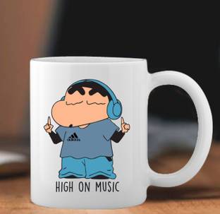 ZORI Premium Quality " Shinchan High On Music " Printed Glossy Finished Ceramic Coffee Mug