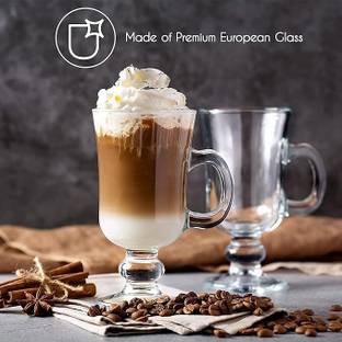 TRILOKNKS Irish Glass Coffee 280 ml Clear Set of 2 Pcs Glass Coffee Glass Coffee Mug