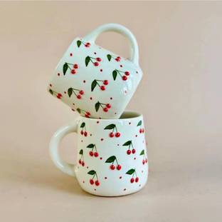 Revaroots Ceramic cherry mug for milk and coffee (Pack of 2 ) Ceramic Coffee Mug