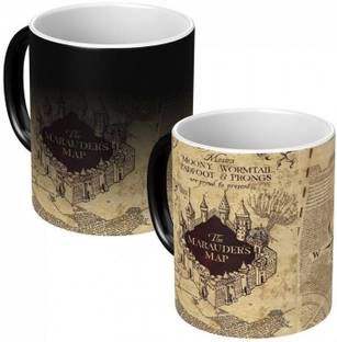 craft maniacs MARADUER'S MAP 330 ML MAGIC COLOR CHANGING MUG FOR HARRY POTTER FANS Porcelain Coffee Mug