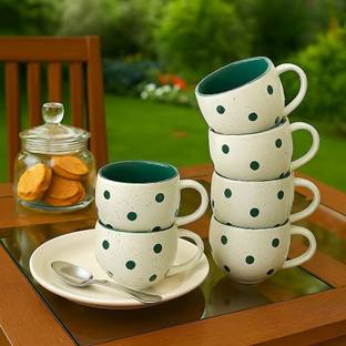 KIKI CREATION Green Pari Ceramic, Bone China Coffee Mug
