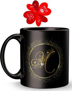Fifth and Moon Birthday Gift Letter M for wife husband girlfriend boyfriend on Birthday love Valentines Day and Anniversary  Ceramic Coffee Mug