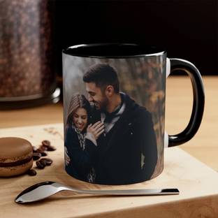 The Modern Gallery Black Patch Coffee Full Black WIth Your photo or logo Ceramic Coffee Mug