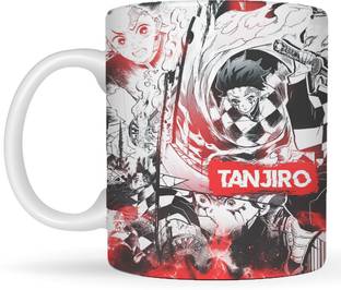 Replix Demon Slayer Anime Printed Coffee Tanjiro Ceramic Cup for Boys for Gifting Ceramic Coffee Mug